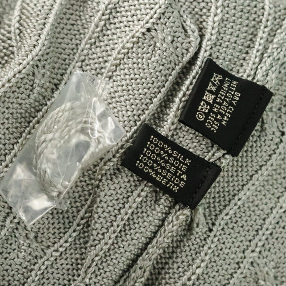 Ralph Lauren Black Label Size Large L Silver Gray Metallic Cable Knit Silk Dress - Picture 5 of 6